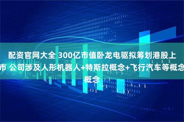 配资官网大全 300亿市值卧龙电驱拟筹划港股上市 公司涉及人形机器人+特斯拉概念+飞行汽车等概念